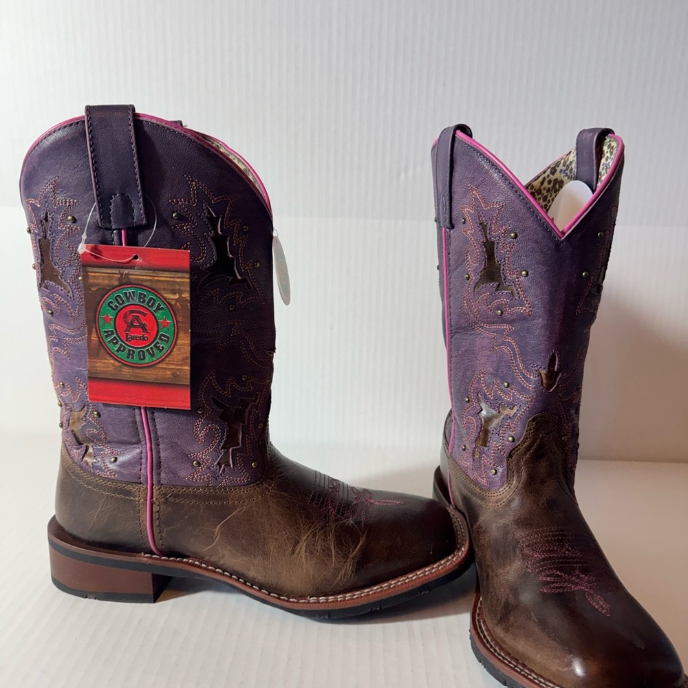 Laredo Women's Western Purple and Brown Heeled Boots
